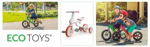 Rower rowerek biegowy 4w1 Pedały Kółka boczne różowy ECOTOYS