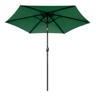 Duży parasol ogrodowy skośny łamany z korbą 6 żeber zielony 270 cm MultiGarden