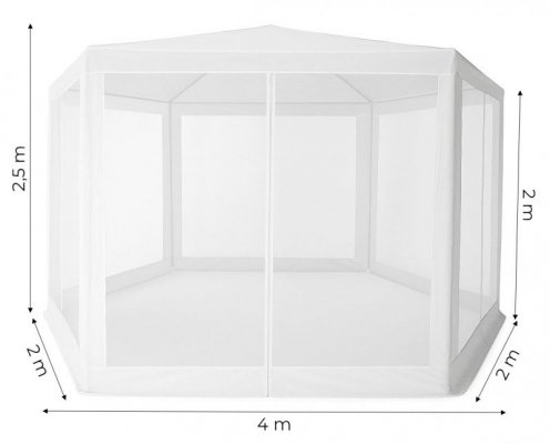 Namiot pawilon ogrodowy handlowy 2x2x2 m z moskitierą biały MultiGarden