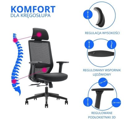 Fotel ergonomiczny ANGEL biurowy obrotowy Perun