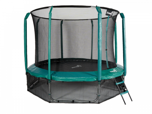 Trampolina Ogrodowa Jumpi 374cm/12FT Maxy Comfort Zielona Z Wewnętrzną Siatką
