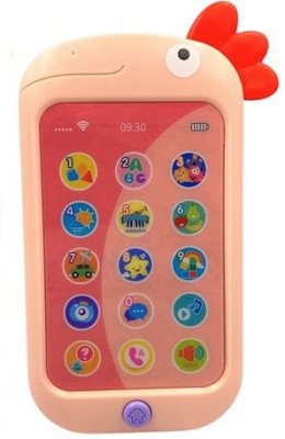 Edukacyjny telefon smartfon kogucik różowy Uczniaczek#CZ