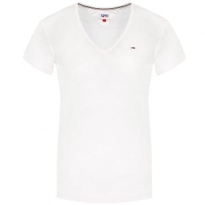 Tommy Hilfiger Jeans t-shirt koszulka v-neck damska bluzka biała DW0DW09195-YBR 