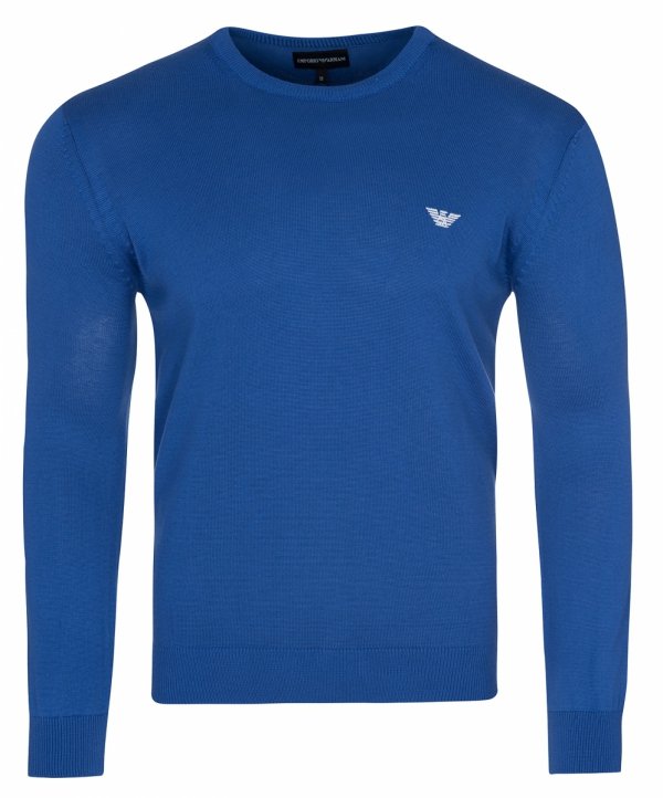 Emporio Armani sweter męski gładki niebieski