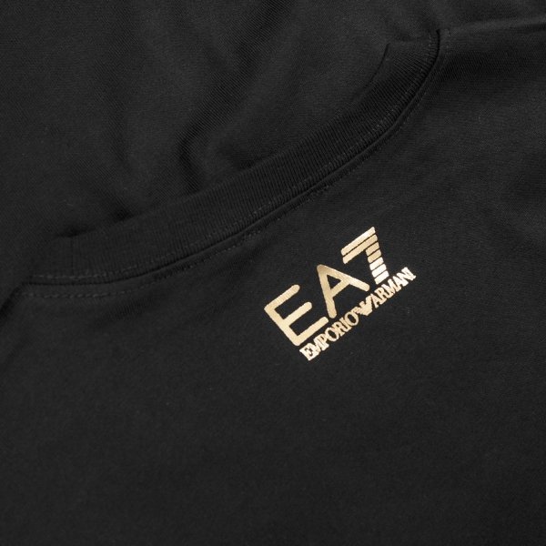 Emporio Armani EA7 t-shirt koszulka męska czarna złoty nadruk 6LPT24 PJ7CZ 0208