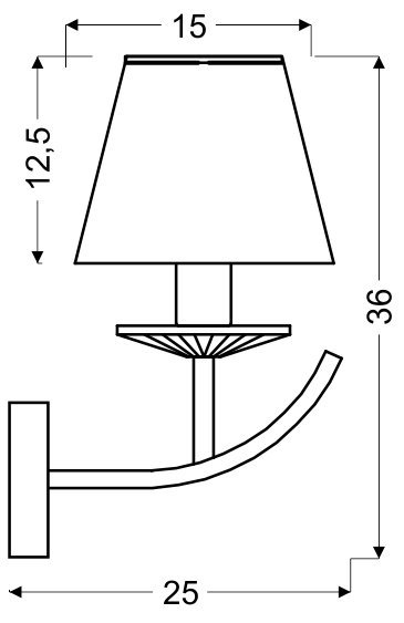 VALENCIA KINKIET 1X40W E14 CHROM 15X36