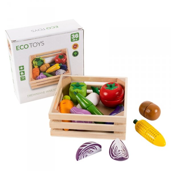 Drewniane warzywa do krojenia na magnes dla dzieci Ecotoys