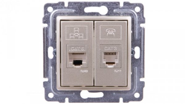 VENA Gniazdo teleinformatyczne RJ45 kat.5e nieekranowane + RJ11 satyna 515069