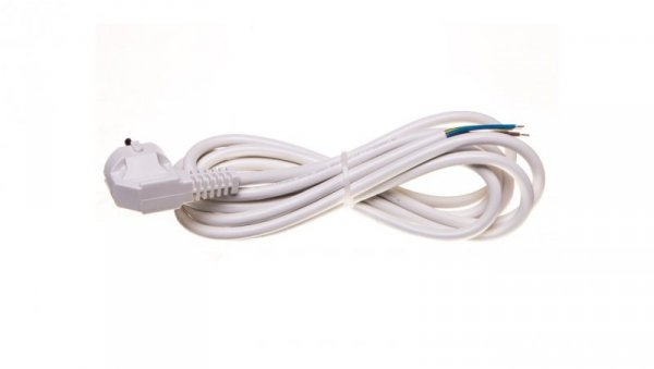 Przewód przyłączeniowy W-3 3x1,5 mm2 biały z wtyczką kątową 3m 51.935