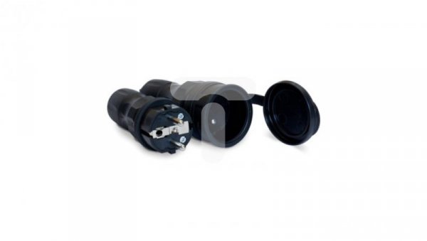 Zestaw EXTREM wtyczka + gniazdo 16A 2P+Z 250V IP54 czarny ZWG-54