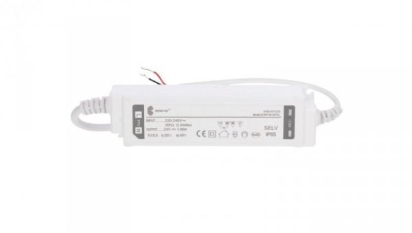 Zasilacz LED 24V DC 40W 1,66A IP65 /z zabezpieczeniami/ ZLDP 40-24YCL 19724-9021