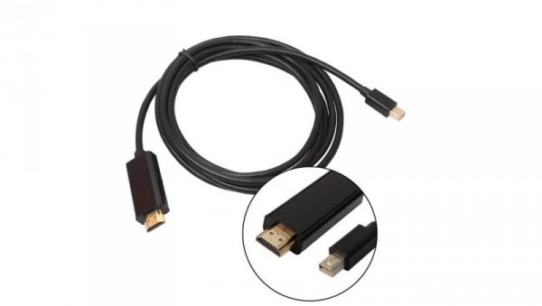 Kabel przyłącze wtyk mini Displayport - wtyk HDMI 10,8Gb/s 4K 30Hz wideo HD 3D HDCP 1.4 DP52 /1,5m/