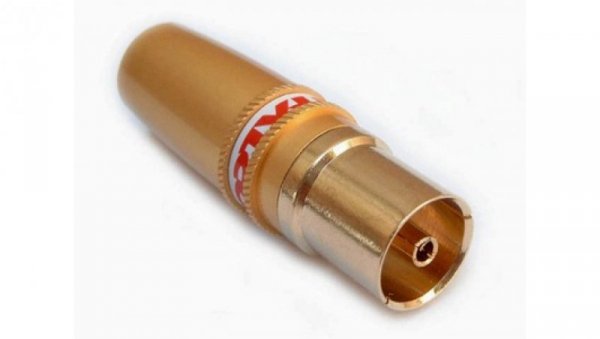 Profesjonalne gniazdo antenowe proste złote na kabel AG22 7,0mm