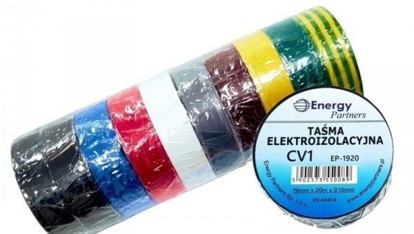 Taśma elektroizolacyjna PCW (zestaw 10 rolek 19mm x 20m x 0,13mm) mix kolorów