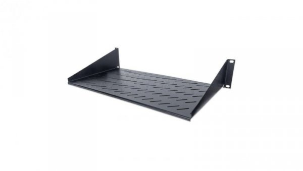 Półka 2U 250mm rack 19, 2 pkt mocowania, perforowana czarna