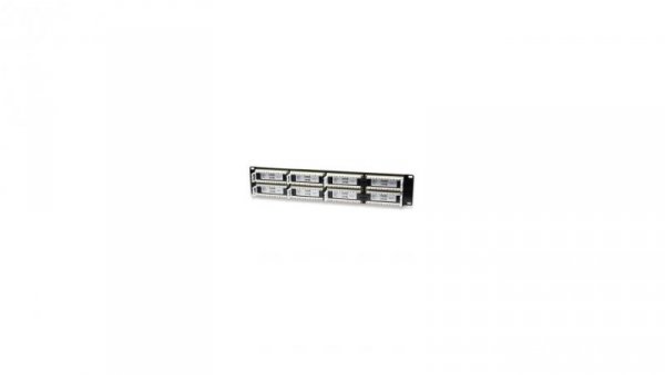 Patch panel UTP Cat6 48 portów RJ45, 2U, czarny