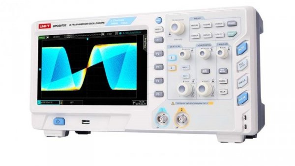 Dwukanałowy oscyloskop cyfrowy 2 x 70MHz, Ultra Phosphor, duży kolorowy wyświetlacz LCD TFT UT-UPO2072E