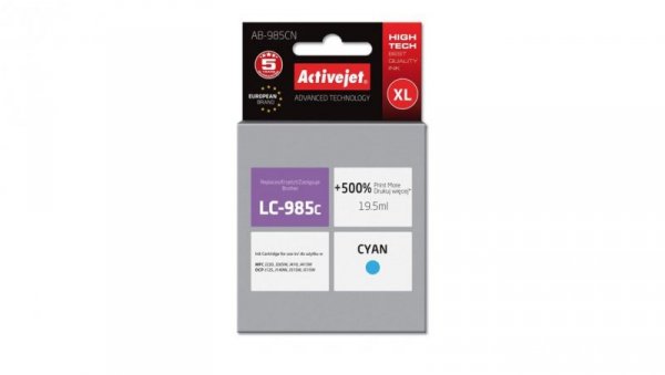 Tusz Activejet AB-985CN (zamiennik Brother LC985C Supreme 19,5 ml niebieski)