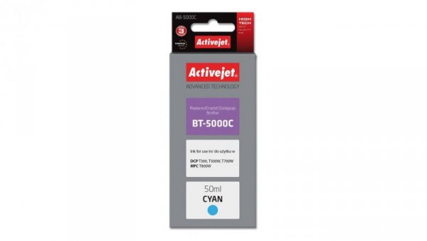 Tusz Activejet AB-5000C (zamiennik Brother BT-5000C Supreme 50 ml niebieski)