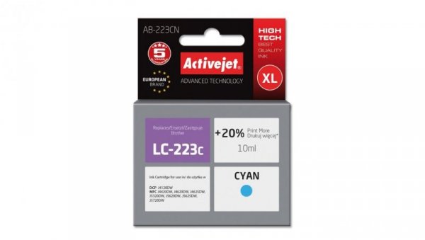 Tusz Activejet AB-223CN (zamiennik Brother LC223C Supreme 10 ml niebieski)