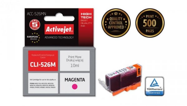 Tusz Activejet ACC-526MN (zamiennik Canon CLI-526M Supreme 10 ml czerwony)