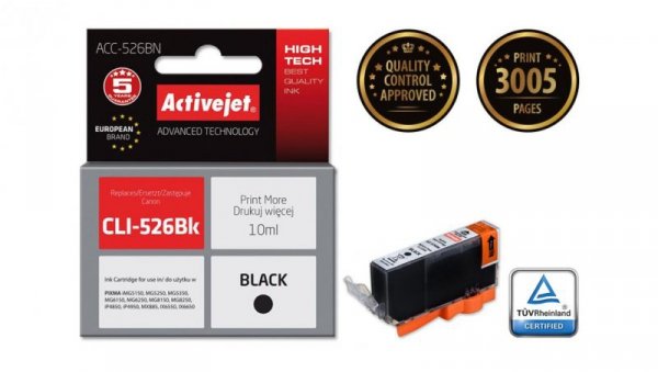 Tusz Activejet ACC-526BN (zamiennik Canon CLI-526Bk Supreme 10 ml czarny)