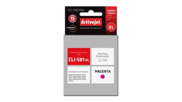 Tusz Activejet ACC-581MNX (zamiennik CLI-581M XL Supreme 11,70 ml czerwony)