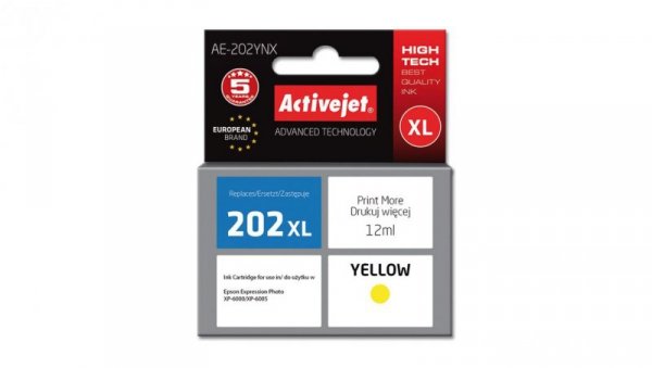 Tusz Activejet AE-202YNX (zamiennik Epson 202XL H44010 Supreme 12 ml żółty)