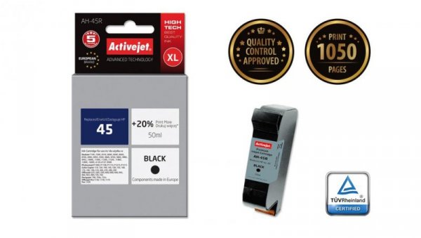 Tusz Activejet AH-45R (zamiennik HP 45 51645A Premium 50 ml czarny)
