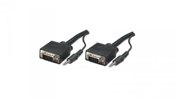 Kabel SVGA HD15-HD15 M/M z audio Jack 3.5mm 4.5m czarny