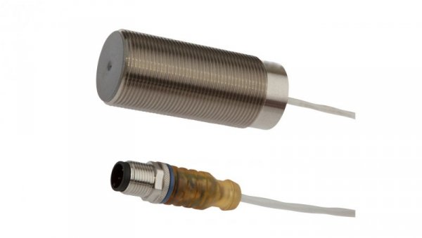 Czujnik indukcyjny M30x1,5 dł: 71 mm zabudowany Sn: 10 mm 10-30V DC 230 stC PNP NO złącze kablowe M12 3-pinowe 5m IP50 IB30012TB