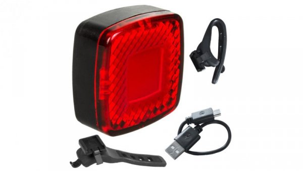 Lampka rowerowa tylna USB AUTO STOP sensor zmierzchu Maclean Energy MCE355 COB LED