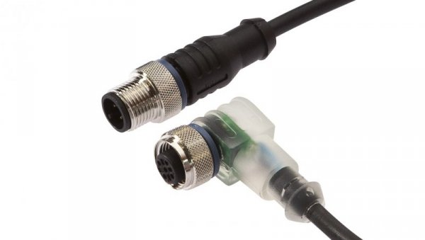 Kabel konfekcjonowany obustronny M12 żeńskie 4-pin kątowe M12 męskie 4-pin proste 4x0,34mm² 0,6m PUR IP67 wskaźnik LED VK060F23