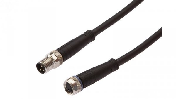 Kabel konfekcjonowany obustronny złącze M8 żeńskie 3-pin kątowe M8 męskie 3-pin proste 3x0,34mm² 0,6m z wskaźnik LED VK060F74