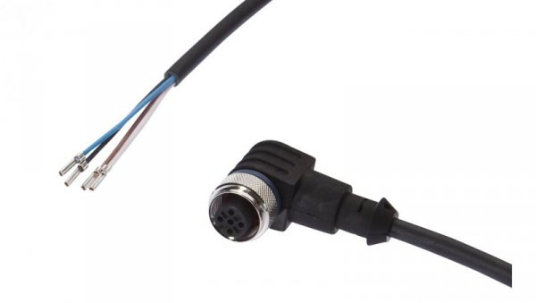 Kabel konfekcjonowany jednostrony złącze M12 żeńskie 4-pinowe kątowe wolny koniec przewodu 4x0,34mm² 2m PUR 250V VK200321
