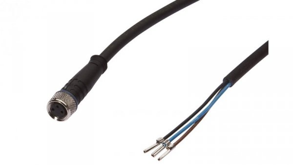 Kabel konfekcjonowany jednostrony złącze M8 żeńskie 3-pin proste wolny koniec przewodu 3x0,34mm² 5m PUR 250V IP67 VK500075