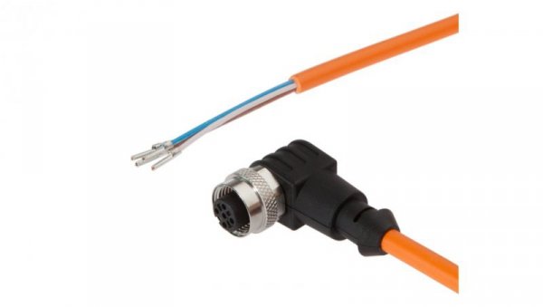 Kabel konfekcjonowany jednostrony złącze M12 żeńskie 4-pinowe kątowe wolny koniec przewodu 4x0,34mm² 5m TPU IP67 250V VK50R321