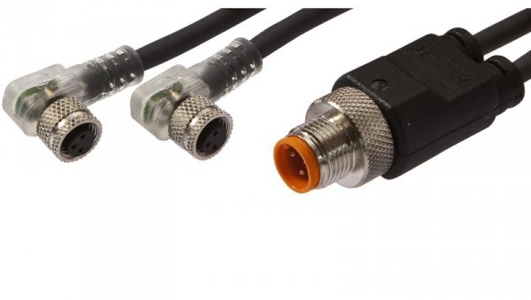 Złącze do samokonfekcjonowania 2xM8 kątowe żeńskie 3-pin M12 męskie proste 4-pin 3x0,34mm² PUR wyświetlacz LED IP67 VK100E82