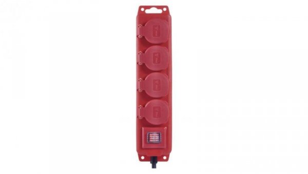 Przedłużacz z wyłącz. 4 gn 10m 15mm IP44 guma czerwony P14101
