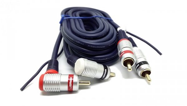 Kabel 2x wtyk RCA (Cinch) kątowe-2x wtyk RCA (Cinch) proste + żyła sterująca digital RKD260 0,5m