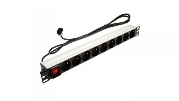 Listwa zasilająca RACK 19 cali 1U 9 gniazd z wtykiem C14 i wyłącznikiem NEKU /1,8m/