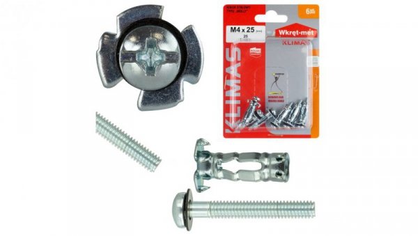 Kołek stalowy typu MOLLY M4x25 /6szt./