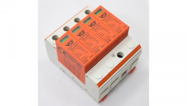 Ochronnik przepięć-ogranicznik modułowy 4P 7kA 275V TYP 1+2 Typ T1+T2 7kA ogranicznik przepięć 4P 3-F 20-50kA VCX