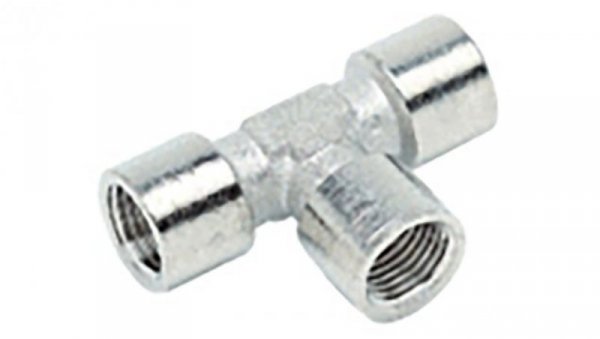 Pneumatyczny adapter teowy gwintowany, Mosiądz, 100 barówzłącze A: G 1/4 żeńskie, złącze B: G 1/4 żeńskie, G 1/4 176-1060 /10szt