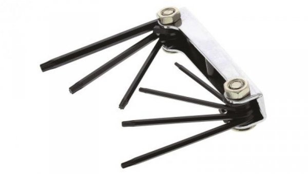 Zestaw kluczy imbusowych, T6 T7 T8 T9 T10 T15 T20, 7 szt. T6, T7, T8, T9, T10, T15, T20, materiał: Stal