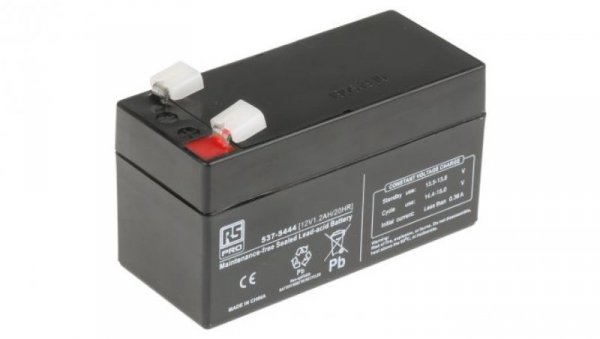 Akumulator kwasowo-ołowiowy, AGM, 1.2Ah, 12V, RS PRO