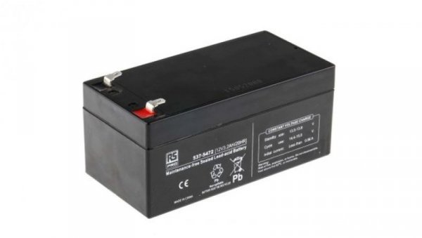 Akumulator kwasowo-ołowiowy, AGM, 3.2Ah, 12V, RS PRO