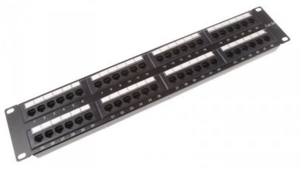 Panel RJ, Cat5e, 48 portów, RJ45, UTP, 2U, Czarny