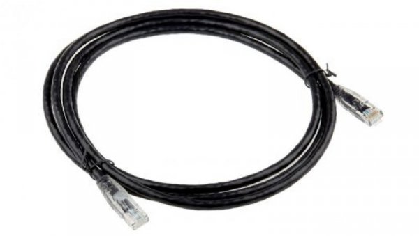 Kabel kategorii 6, Czarny, Wtyk RJ45/męski RJ45dł.: 2m, mat. koszulki: PVC