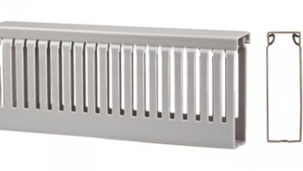 Koryto z rowkami do kabli Szary PVC Otwarty Koryto panelowe z otworami 100 mm 40mm 2m RS PRO